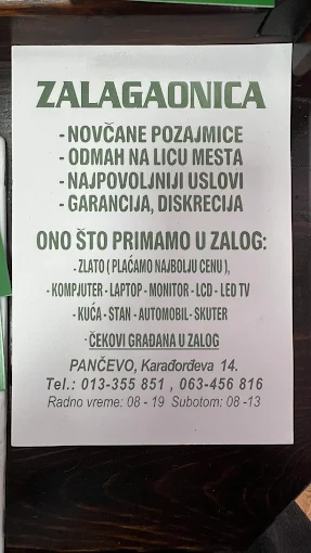 Zalagaonica Pančevo — poslovnica · Karađorđeva 14 (foto 9)